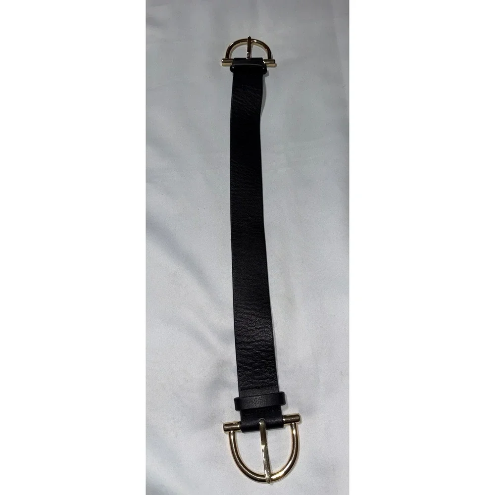 B-Low The Belt Black Leather Dual Gold Horseshoe Buckle Strap XS/S Replacement